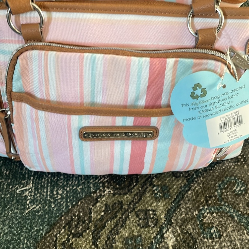 Lily Bloom NWT Painted Stripe Maggie Satchel Bag - Picture 4 of 17